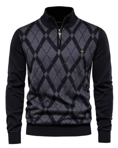 Zane | Men's Diamond Pattern Half-Zip Sweater