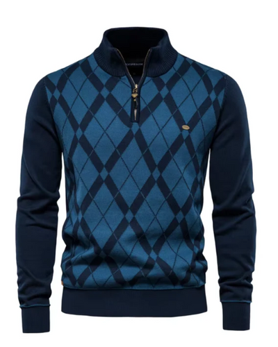 Zane | Men's Diamond Pattern Half-Zip Sweater